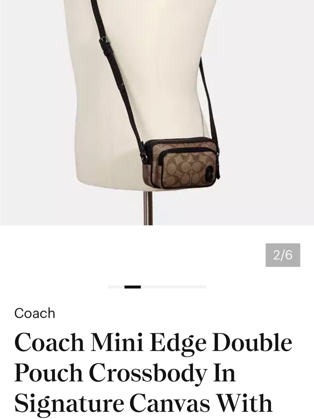 Coach Mini Edge Double Pouch Crossbody In Signature Canvas With Coach Patch